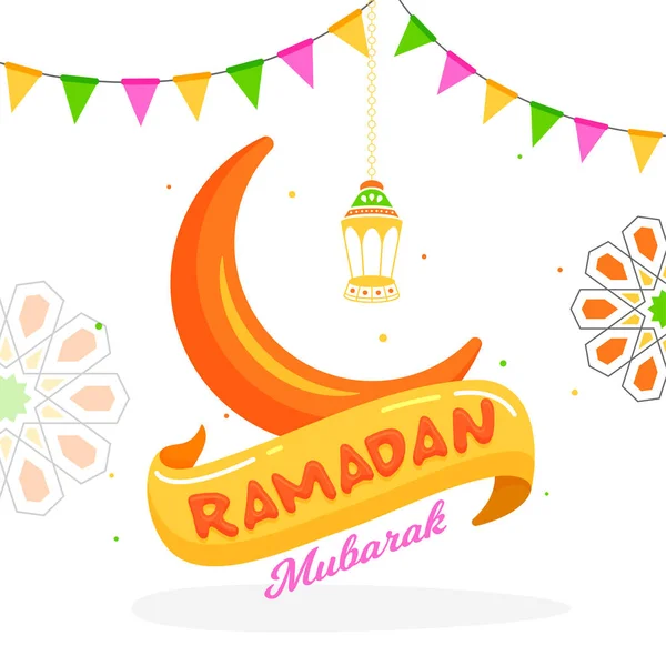 Ramadan Mubarak design de cartão de saudação com ilustração de crescente —  Vetores de Stock
