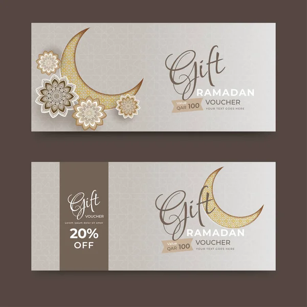 Gift Voucher or coupon layout collection with crescent moon and — Stock Vector