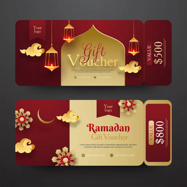 Ramadan Gift Voucher conjunto com oferta de desconto diferente e illum —  Vetores de Stock