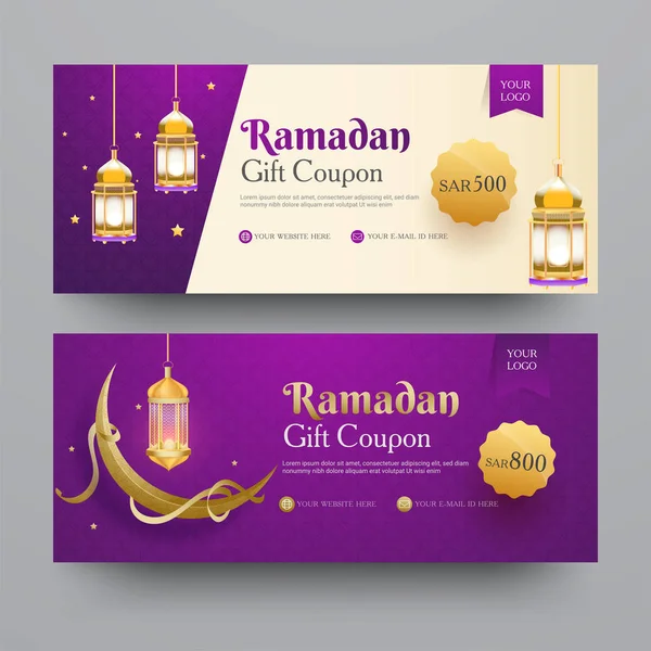 Sammlung von Ramadan-Gutscheinen mit verschiedenen Rabattangeboten, — Stockvektor