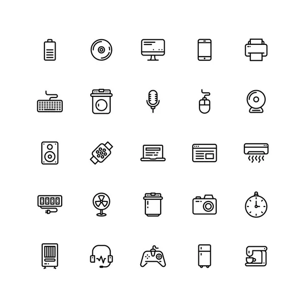 Conjunto de ícones eletrônicos na arte de linha . —  Vetores de Stock