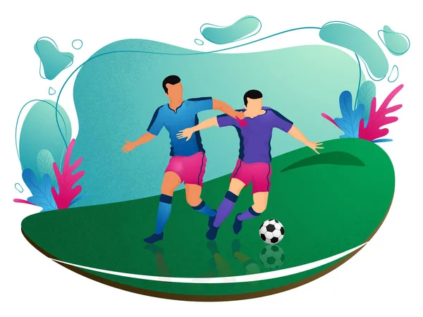 Jugadores de fútbol personaje en el fondo del patio de recreo para el fútbol C — Vector de stock