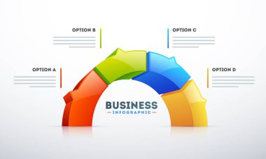 İş infografik concep için dört seçenek ile 3d yarı daire