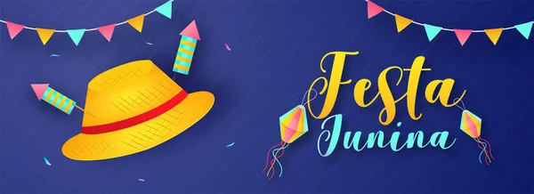 Festa Junina Celebración encabezado o banner de diseño decorado con — Vector de stock