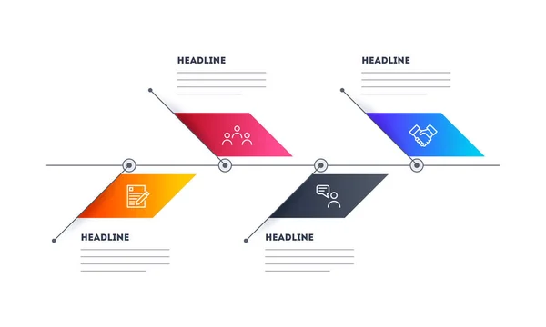 Éléments infographiques colorés avec quatre étapes différentes pour busi — Image vectorielle