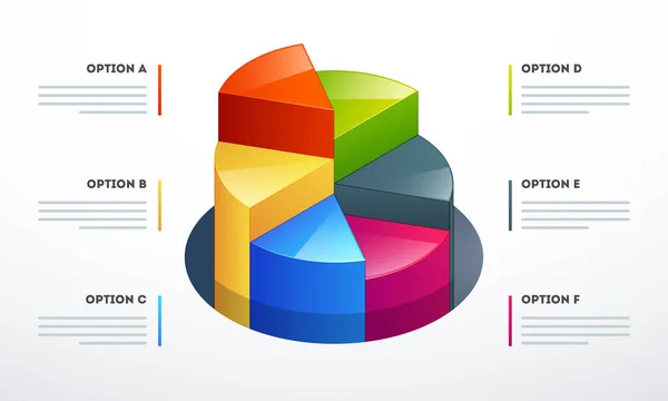 3d gráfico circular en diferentes pasos de crecimiento para Infografías de Negocios — Archivo Imágenes Vectoriales