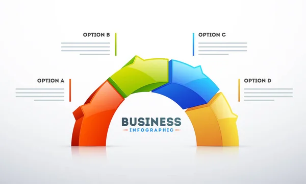 Semicerchio 3D con quattro opzioni per Business infografica concep — Vettoriale Stock