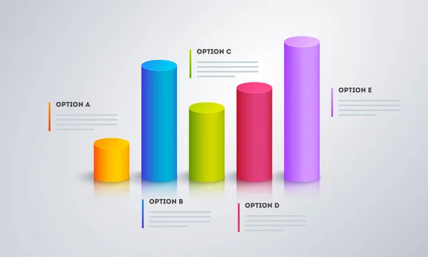 Wykres infograficzny 3D z pięcioma etapowym dla biznesu lub firmy SE — Wektor stockowy