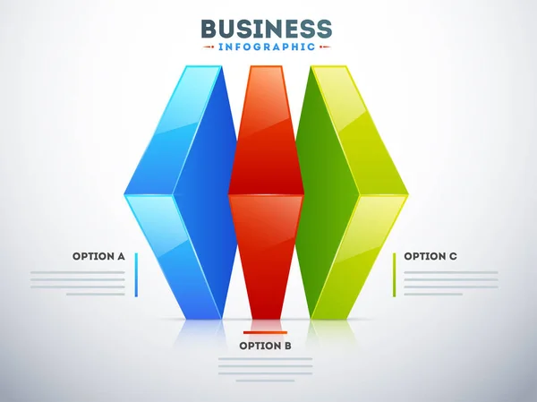 İş için üç farklı seçenek ile 3d infografik düzeni — Stok Vektör