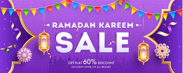 Ramadan Kareem försäljning header eller banner design med 60% rabatt på — Stock vektor