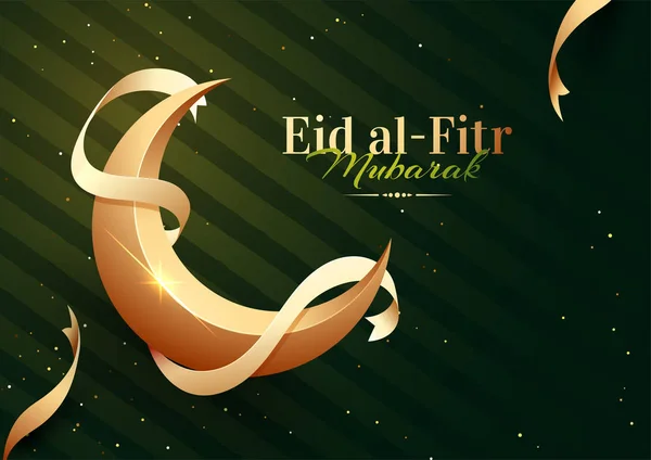 Caligrafia de Eid-Al-Fitr Mubarak com decoração de lua em st — Vetor de Stock