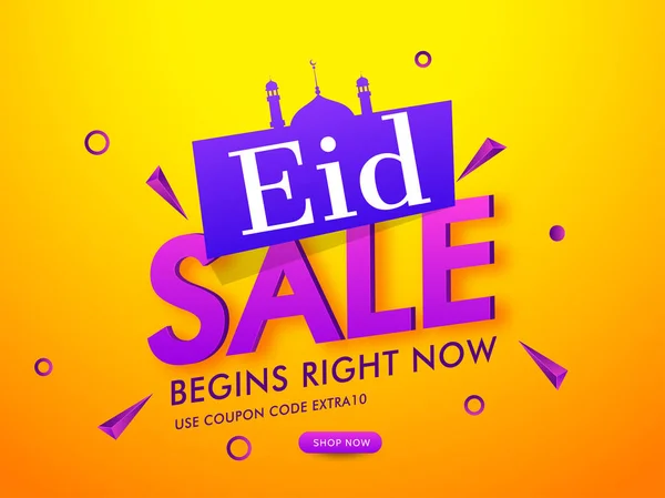 Eid Super Sale Banner oder Plakatentwurf mit Text von "beginnt rechts — Stockvektor