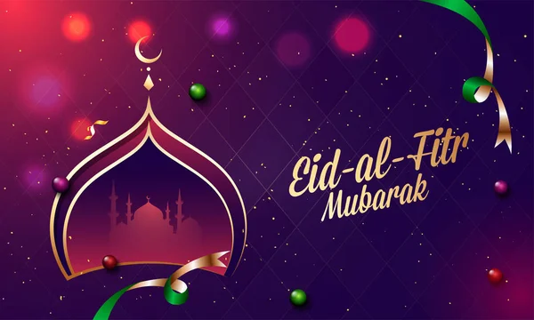 Nagłówek lub banner projekt dla Eid-al-Fitr Festiwal Mubarak elebracja — Wektor stockowy
