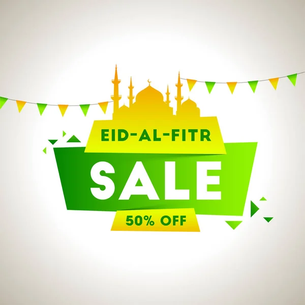 Diseño de encabezado o banner para Eid-Al-Fitr Venta con 50% de descuento. Decoración — Archivo Imágenes Vectoriales