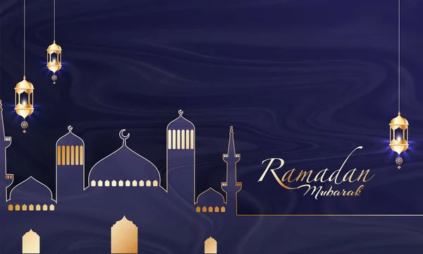 Ramadan Kareem banner o poster design con illustrazione di mosq — Vettoriale Stock