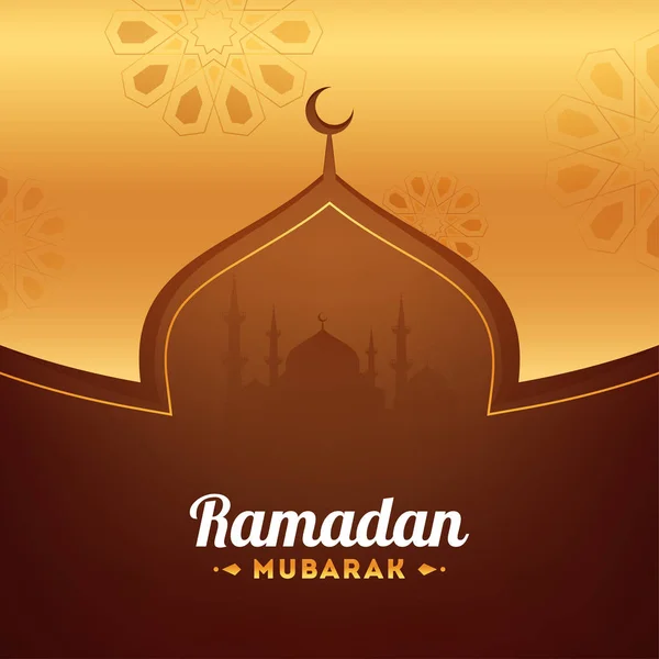 Elegantes Konzept des Ramadan Mubarak auf braunen und gelben Farbe pos — Stockvektor