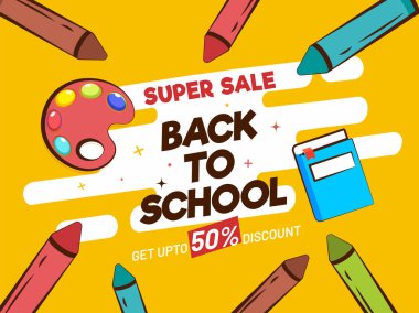 Sarı arka planda renkli kalem ve Renk Paleti dekorasyon. 