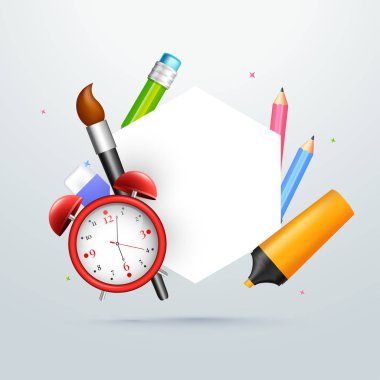 Okul Kırtasiye ve metin için boş beyaz alan. S'ye geri dön