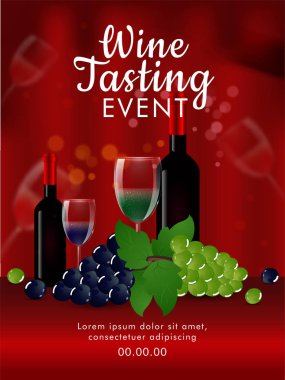 İçki cam ve üzüm ile gerçekçi şarap şişeleri Ön görünümü