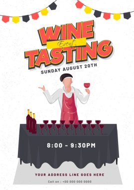 Şarap Tadım olay şablonu tasarımı ve çubuk beklemesi çizimi