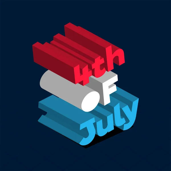 Barevný prostorový text 4. července na modrém pozadí pro Happy Indepe — Stockový vektor