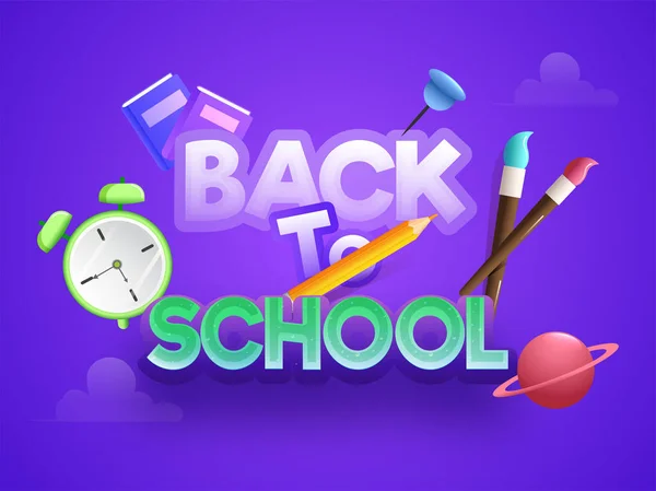 Elegante testo colorato di Intestazione o banner design Back to School — Vettoriale Stock