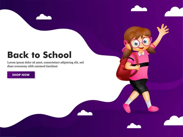 "Okula Dönüş" için reklam afişi veya poster tasarımı. Cartoo — Stok Vektör