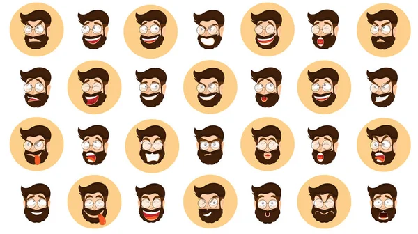 Выражение лица у бородатого мужчины карикатурное. — стоковый вектор