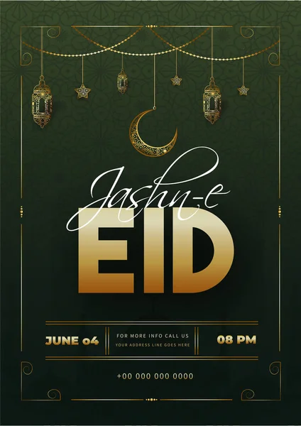 Jashan-E-Eid kutlama şablonu veya davet kartı tasarımı ile — Stok Vektör