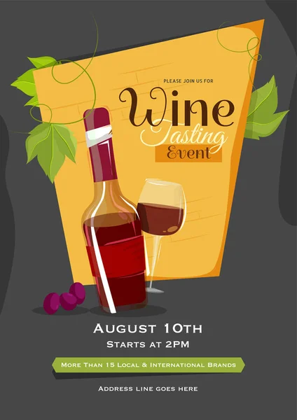 Wine Tasting template design with illustration of wine bottle an — 스톡 벡터