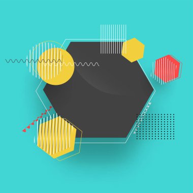 Turkuaz arka plan üzerinde soyut geometrik unsurlar kullanılabilir 