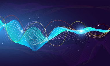 Fütüristik için ışık efekti ile parlak fütüristik ses dalgası
