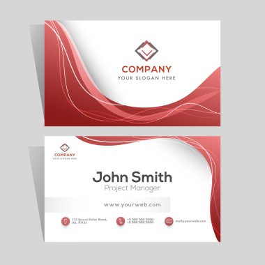 Dalgalı stil arka plan Beyaz kartvizit veya şablon tasarımı 