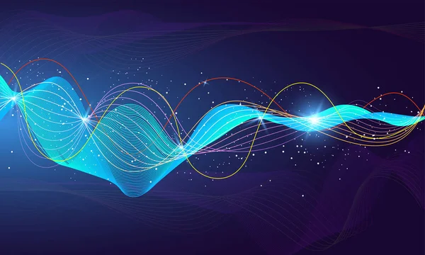 Glossy futuristic sound wave with lighting effect for futuristic — Stock Vector