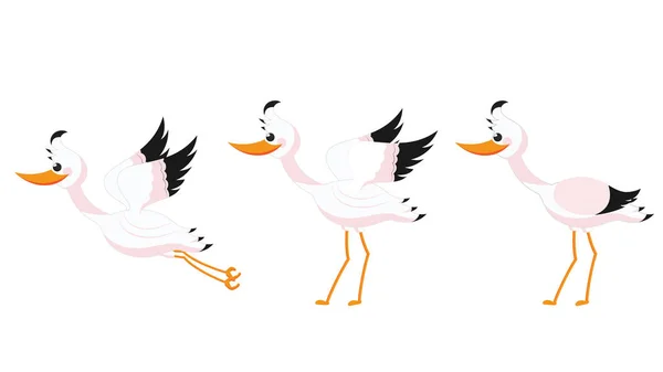 Illustration of beautiful stork set on white background. — Stock Vector