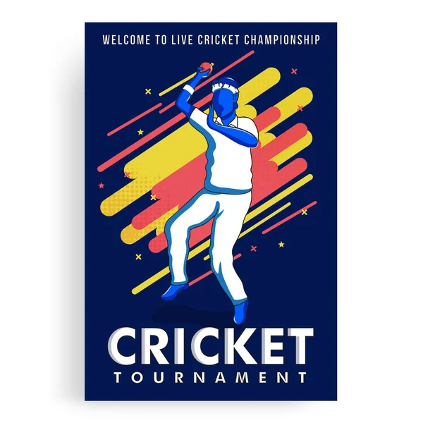 Cartaz de torneio de críquete ao vivo ou design de modelo com ilustração —  Vetores de Stock