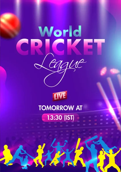 World Cricket League Live malli violetti tausta cri — vektorikuva