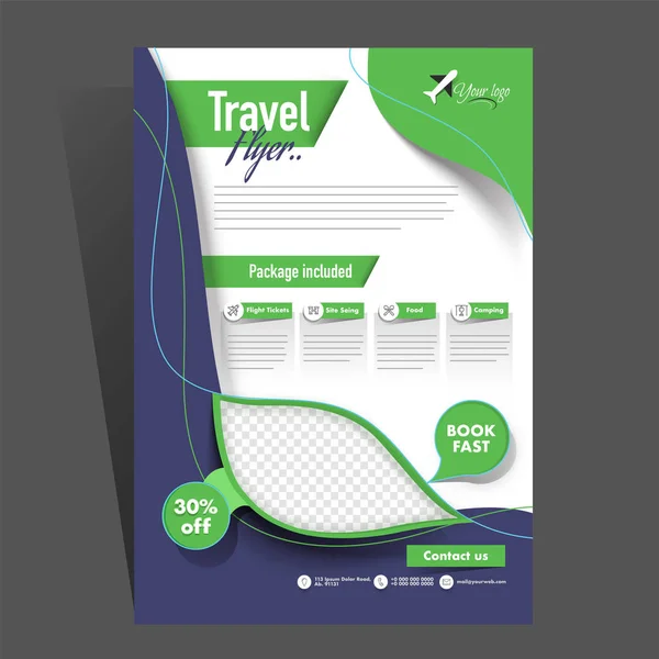Brochura de negócios, Template or Flyer design for Tour and Travel — Vetor de Stock