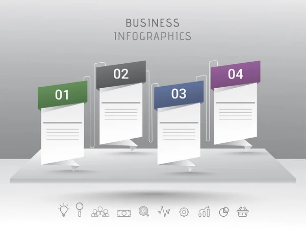 4 Ebenen Haftnotiz Stil Infografik-Element für Unternehmen und — Stockvektor