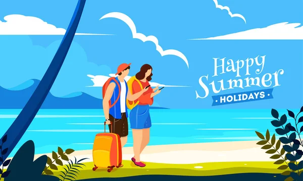 Happy Summer Holiday plakat lub projekt banner z ilustracją o — Wektor stockowy