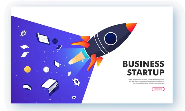 Online business startup, isometric laptop and tablet with docume — Stock Vector