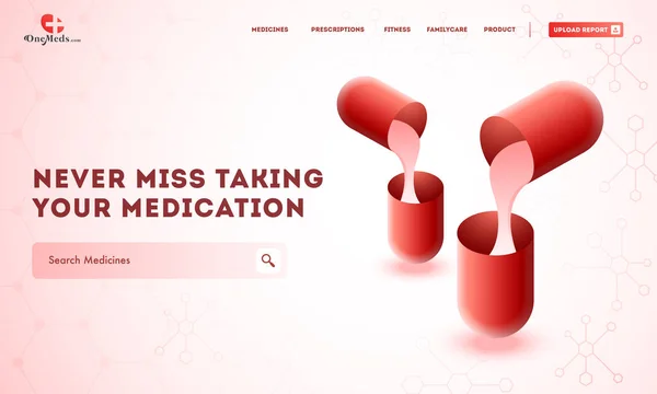 Creatieve website template layout met geneesmiddelen voor gezondheid en m — Stockvector