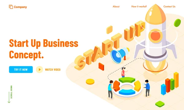 Nieuwe Business Startup concept gebaseerd landing page ontwerp. Business — Stockvector