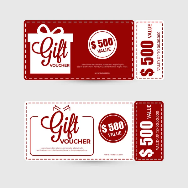 Buoni regalo in stile piatto o layout coupon con le migliori offerte . — Vettoriale Stock