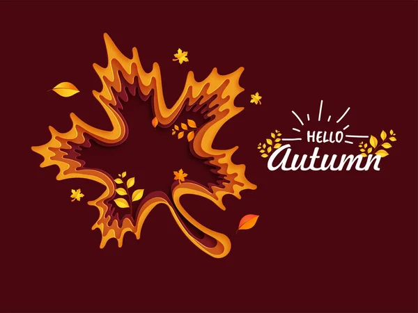 Ilustración de la hoja de otoño sobre fondo marrón con te creativo — Archivo Imágenes Vectoriales