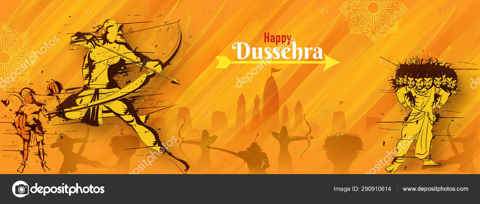 Happy Dussehra header or banner design, Hindu Mythology Lord Ram Stock  Vector Image by ©alliesinteract #290910614