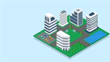 Smar için otopark ile gökdelen bina 3d illüstrasyon