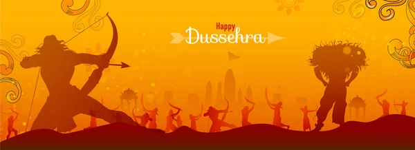 Advertising Happy Dussehra festival banner or header design, Hin — Stock Vector