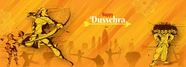 Happy Dussehra header or banner design, индуистский лорд Рам — стоковый вектор