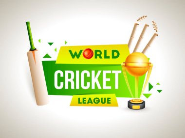 Dünya Cricke için beyaz arka plan üzerinde Gerçekçi Kriket ekipmanları